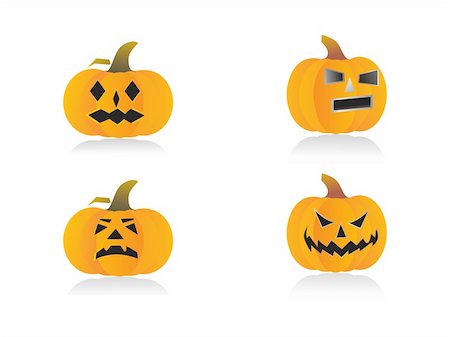 four pumpkins with different expressions, vector illustration Stock Photo - Budget Royalty-Free & Subscription, Code: 400-04535966