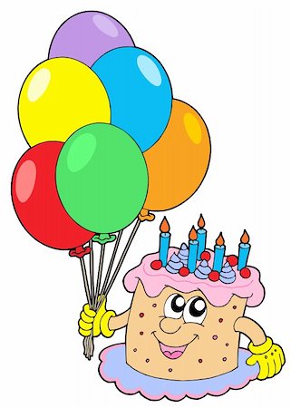 simsearch:400-07462728,k - Birthday cake with balloons - vector illustration. Stockbilder - Microstock & Abonnement, Bildnummer: 400-04535962