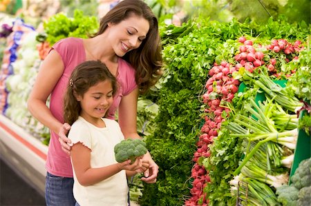 Mother and daughter shopping for fresh produce in supermarket Stock Photo - Budget Royalty-Free & Subscription, Code: 400-04536083