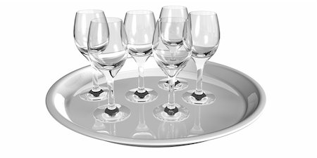 silver tray service on white background Stock Photo - Budget Royalty-Free & Subscription, Code: 400-04536932