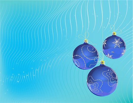 simsearch:400-07123692,k - Vector Illustration of three blue Christmas Balls decorated with snowflake on blue Background Stock Photo - Budget Royalty-Free & Subscription, Code: 400-04537124
