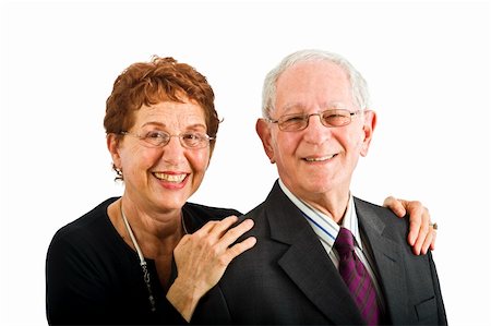 simsearch:400-08679589,k - closeup senior couple smiling isolated on white Foto de stock - Super Valor sin royalties y Suscripción, Código: 400-04537372