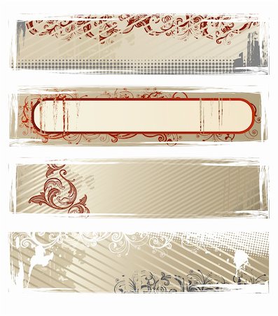 simsearch:400-04043485,k - Set of vector beige and red grunge floral banners Stock Photo - Budget Royalty-Free & Subscription, Code: 400-04537800