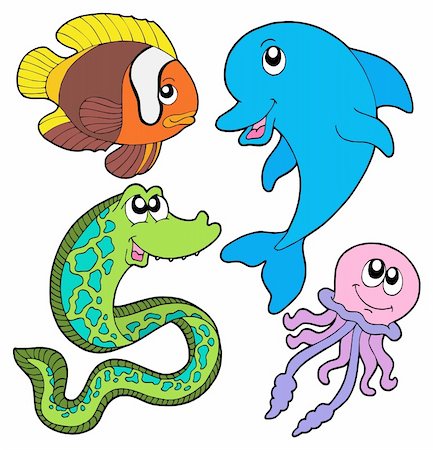 simsearch:400-04121044,k - Marine fishes collection - vector illustration. Photographie de stock - Aubaine LD & Abonnement, Code: 400-04538025