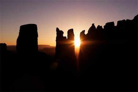 simsearch:400-04997283,k - Scenic sunset landscape of mesas in Monument Valley near the border of Arizona and Utah, United States. Stock Photo - Budget Royalty-Free & Subscription, Code: 400-04538074