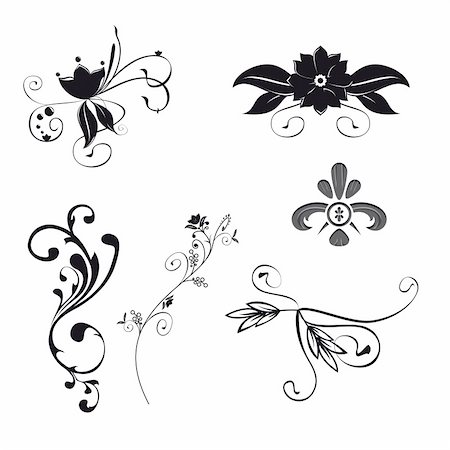 simas2 (artist) - Set of six floral ornaments illustration. Vector file with separated itens. Foto de stock - Royalty-Free Super Valor e Assinatura, Número: 400-04538292