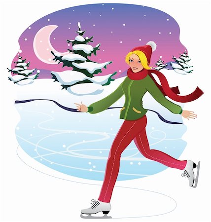 simsearch:400-04319654,k - Skating woman placed on a winter landscape Stockbilder - Microstock & Abonnement, Bildnummer: 400-04538344