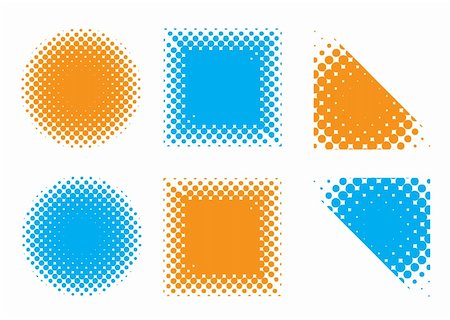 stencil pattern - illustrated collection of blue and orange halftone shapes Stock Photo - Budget Royalty-Free & Subscription, Code: 400-04538446