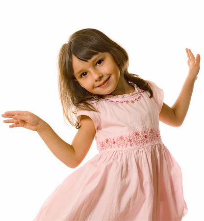 Dancing little girl in pink clothes on white Foto de stock - Super Valor sin royalties y Suscripción, Código: 400-04538627