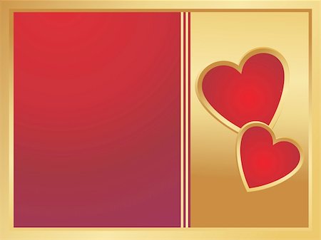 simsearch:400-06522703,k - golden and red frame with two heart Fotografie stock - Microstock e Abbonamento, Codice: 400-04538731