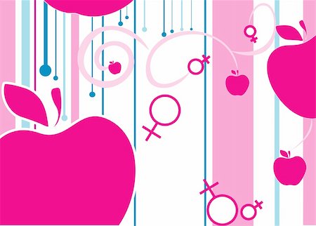 Illustration with the image of man's and female gender symbols and apples. Foto de stock - Super Valor sin royalties y Suscripción, Código: 400-04538757