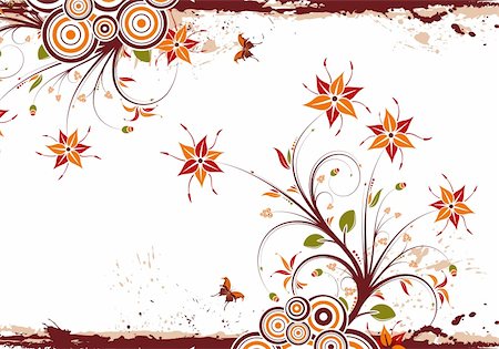 Grunge floral frame with butterfly, element for design, vector illustration Stock Photo - Budget Royalty-Free & Subscription, Code: 400-04538969