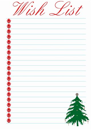 a wish list decorated with a christmas tree - background Stock Photo - Budget Royalty-Free & Subscription, Code: 400-04538984