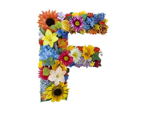 Letter F made of flowers isolated on white background Stockbilder - Microstock & Abonnement, Bildnummer: 400-04539341