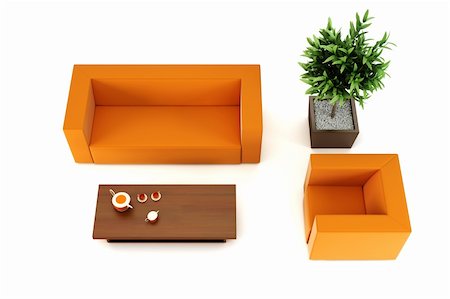 simsearch:400-03964208,k - 3d interior with modern couch and plant Stockbilder - Microstock & Abonnement, Bildnummer: 400-04539677