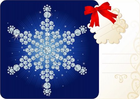 simsearch:400-04752385,k - Diamond snowflake / Christmas background with tag and copy space for your text Photographie de stock - Aubaine LD & Abonnement, Code: 400-04539732