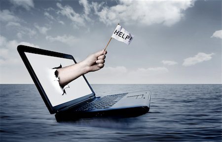 sos image - Laptop at sea Stock Photo - Budget Royalty-Free & Subscription, Code: 400-04539894