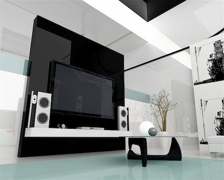 simsearch:400-04535142,k - Interior of a modern white drawing tv room Photographie de stock - Aubaine LD & Abonnement, Code: 400-04530572