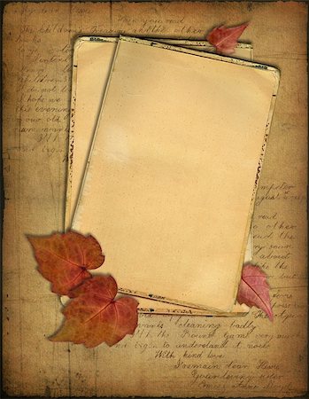 simsearch:400-04436055,k - Grunge papers design in scrapbooking style With the hand-written text and autumn leaves Stock Photo - Budget Royalty-Free & Subscription, Code: 400-04530884