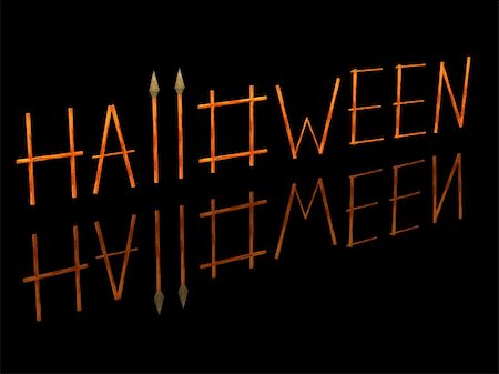 3D the image of a word a Halloween which consists of wooden sticks and two spears. Foto de stock - Super Valor sin royalties y Suscripción, Código: 400-04530891