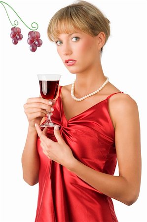 simsearch:400-04629496,k - upscale or stylish lady in red dress drinking a glass of red wine Photographie de stock - Aubaine LD & Abonnement, Code: 400-04531014