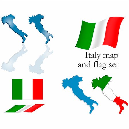 simsearch:400-05071010,k - Vector set containing the italian map and flag Stock Photo - Budget Royalty-Free & Subscription, Code: 400-04531186