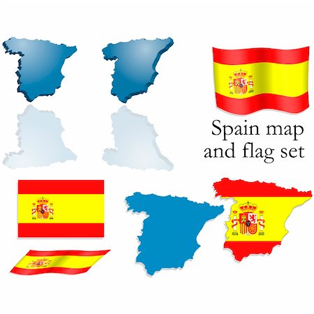 simsearch:400-05071010,k - Vector set containing the spanish map and flag Stock Photo - Budget Royalty-Free & Subscription, Code: 400-04531187