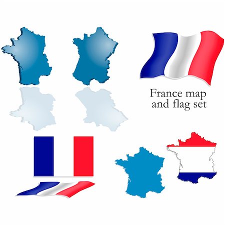 Vector set containing the french map and flag Stock Photo - Budget Royalty-Free & Subscription, Code: 400-04531181