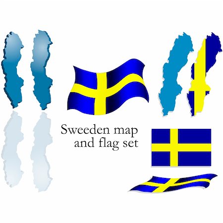 simsearch:400-05071010,k - Vector set containing the swedish map and flag Stock Photo - Budget Royalty-Free & Subscription, Code: 400-04531198