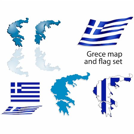 flag greece 3d - Vector set containing the greek map and flag Stock Photo - Budget Royalty-Free & Subscription, Code: 400-04531199