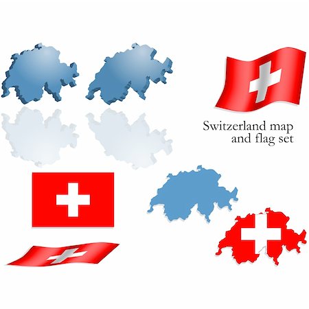 simsearch:400-05071010,k - Vector set containing the Switzerland map and flag Stock Photo - Budget Royalty-Free & Subscription, Code: 400-04531231