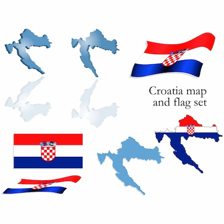 simsearch:400-05071010,k - Vector set containing the croatian map and flag Stock Photo - Budget Royalty-Free & Subscription, Code: 400-04531247