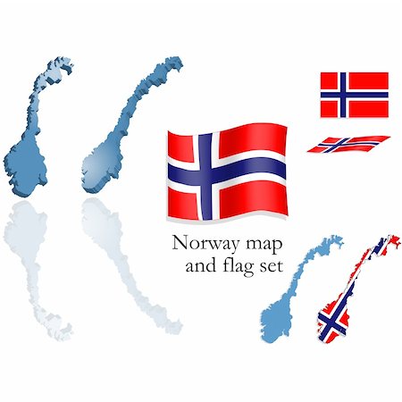 simsearch:400-05071010,k - Vector set containing the norwegian map and flag Stock Photo - Budget Royalty-Free & Subscription, Code: 400-04531248