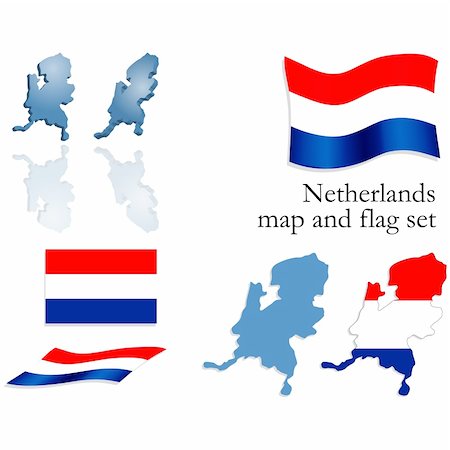 simsearch:400-05071010,k - Vector set containing the Netherlands map and flag Stock Photo - Budget Royalty-Free & Subscription, Code: 400-04531251