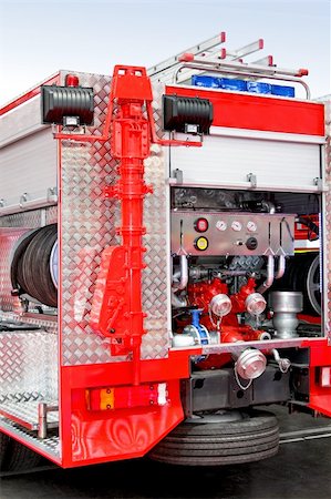 fire brigade truck - Water and foam pump engine in fire truck Stock Photo - Budget Royalty-Free & Subscription, Code: 400-04531388