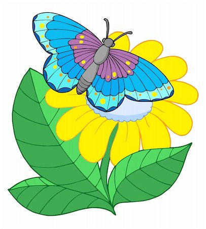simsearch:400-04235844,k - Butterfly on yellow flower - vector illustration. Photographie de stock - Aubaine LD & Abonnement, Code: 400-04531597