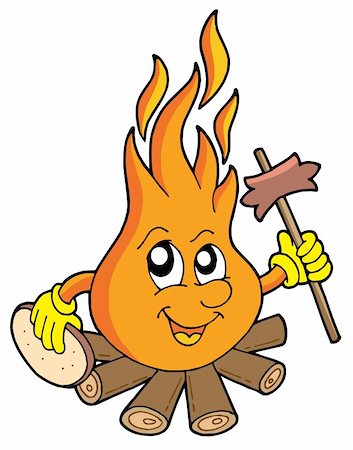 Camp fire with sausage - vector illustration. Stock Photo - Budget Royalty-Free & Subscription, Code: 400-04531598