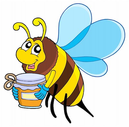 draw close up face - Cute bee with honey - vector illustration. Stock Photo - Budget Royalty-Free & Subscription, Code: 400-04531599