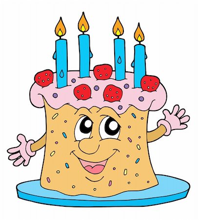 eyes birthday cake - Big cake with smiling face - vector illustration. Stock Photo - Budget Royalty-Free & Subscription, Code: 400-04531590