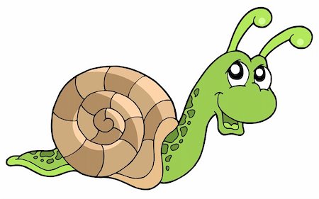 Cute snail on white background - vector illustration. Stock Photo - Budget Royalty-Free & Subscription, Code: 400-04531608
