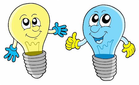 draw light bulb - Pair of cute lightbulbs - vector illustration. Stock Photo - Budget Royalty-Free & Subscription, Code: 400-04531617