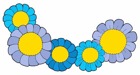 draw close up face - Five blue flowers - vector illustration. Stock Photo - Budget Royalty-Free & Subscription, Code: 400-04531613
