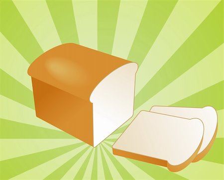 Illustration of a sliced loaf of bread on radial burst background Photographie de stock - Aubaine LD & Abonnement, Code: 400-04531792