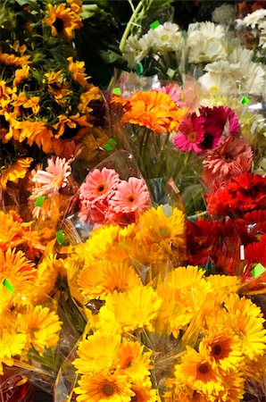 flower sale - Bouquets of colorful flowers for sale at flower stand Stock Photo - Budget Royalty-Free & Subscription, Code: 400-04533471