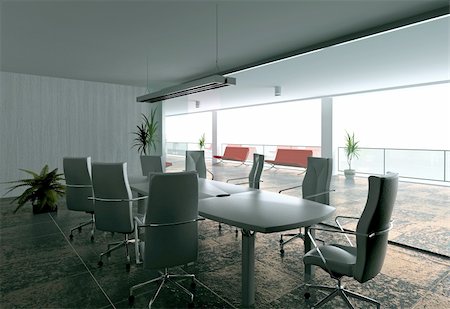 simsearch:400-07420295,k - modern office hall interior (3D rendering) Stockbilder - Microstock & Abonnement, Bildnummer: 400-04533498