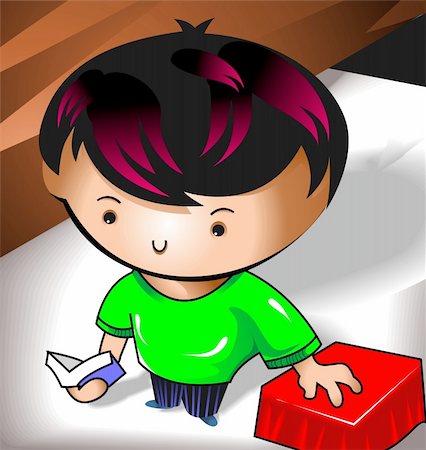 simsearch:400-03989704,k - Illustration of a  boy reading book in a room Foto de stock - Super Valor sin royalties y Suscripción, Código: 400-04533629