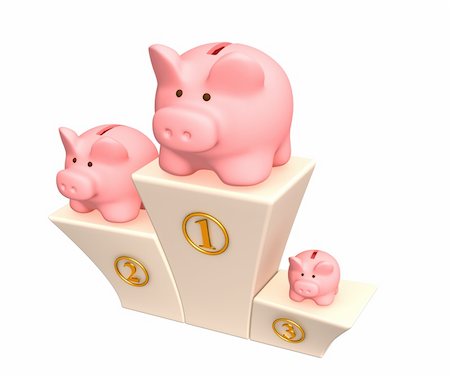 simsearch:400-04312713,k - Three piggy banks on a pedestal. Object over white Photographie de stock - Aubaine LD & Abonnement, Code: 400-04533661