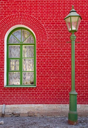 pictures of house street lighting - Street lamp on the red wall background Stock Photo - Budget Royalty-Free & Subscription, Code: 400-04544132