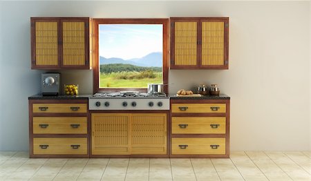 simsearch:400-08315056,k - modern kitchen interior 3d rendering Fotografie stock - Microstock e Abbonamento, Codice: 400-04544231