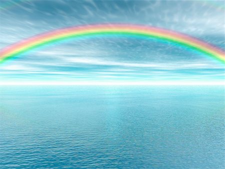 rainbow and silence - A sea landscape with a colourful rainbow in the sky Stock Photo - Budget Royalty-Free & Subscription, Code: 400-04544277